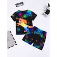 thumbnail image 5 of WIBACKER 3-12Y Kids Girls Summer Pajamas Set Toddler and Little Girl Short Sleeve Top and Shorts 2 Piece Pjs Unicorn Sleepwear, 5 of 13