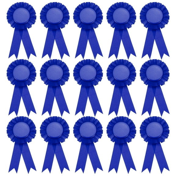 Uxcell 15Pcs Blank Award Ribbon, 6" x 3" Honorable Participation Badge Ribbons for Sports Events, Blue