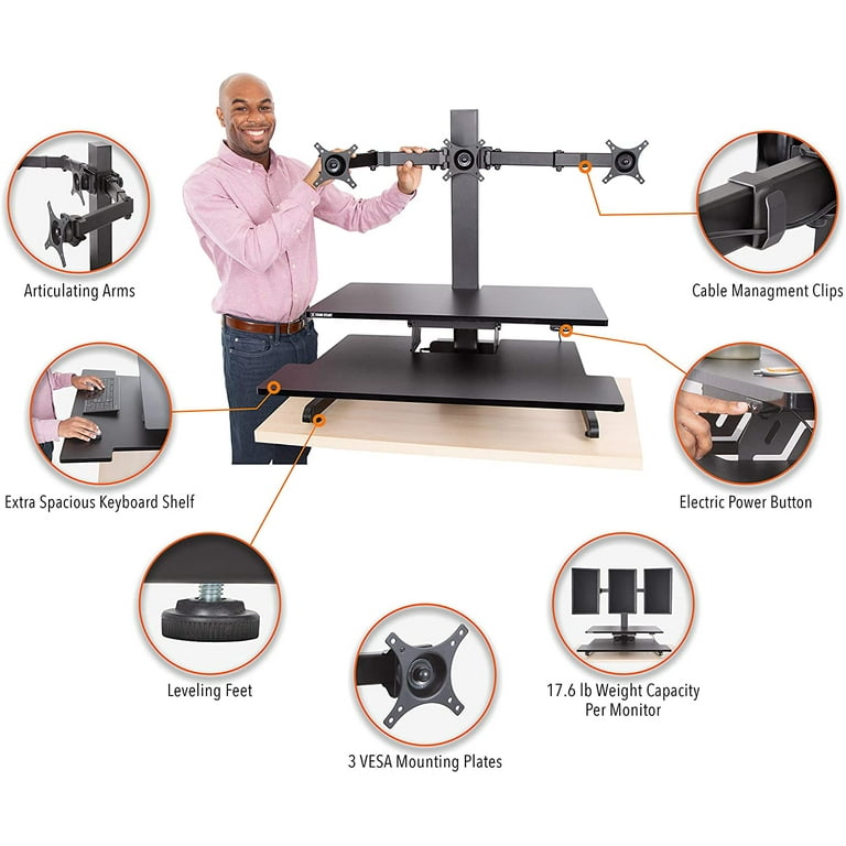 3 monitor standing online desk converter