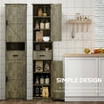thumbnail image 2 of PORKISS Floor Storage Cabinet, Wood Pantry Cabinet with Doors and Drawer, Freestanding Narrow Bathroom Storage Organizer with Adjustable Shelves for Kitchen, Bathroom, Living Room, Grey, 2 of 7