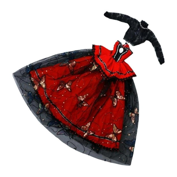 Vestido de princesa para muñeca BJD 1/3, traje de moda para niños, regalo de cumpleaños, disfraz de cosplay Rojo