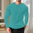 thumbnail image 4 of USNSM Men's Big and Tall Long Sleeve Shirts, Waffle Crew Neck Loose Casual Solid Color T-shirt Sports Top Lightweight Slim Fit Undershirts Blue XL, 4 of 5