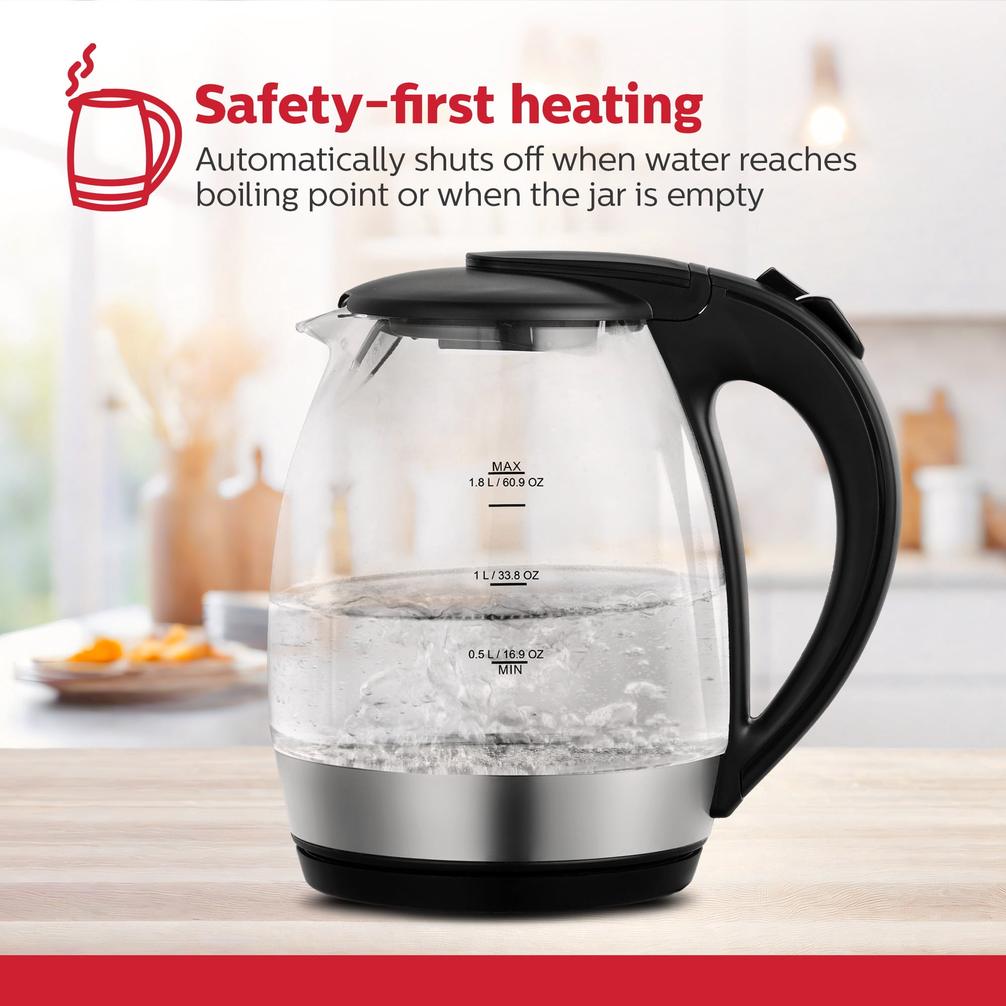 Holstein Housewares 1.9qt Glass Electric Water & Tea Kettle with LED 1850W