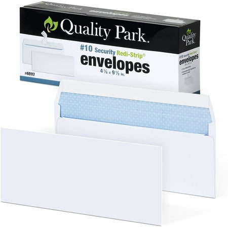 Quality Park #10 PEEL STICK Security Envelopes, 4-1/8" x 9-1/2", 100 Per Box