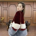 thumbnail image 6 of Women's Faux Fox Fur Jacket Thick Warm Overcoat Fluffy Button Down Color Block Long Sleeve Fashion Coat Outerwear (3XL, Wine), 6 of 6