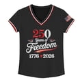 thumbnail image 4 of Short Sleeve Tops for Women Casual 250Th Anniversary Print V Neck 250Th Anniversary Tshirt Patriotic Tee Summer Womens Tshirts Black XXXL, 4 of 4