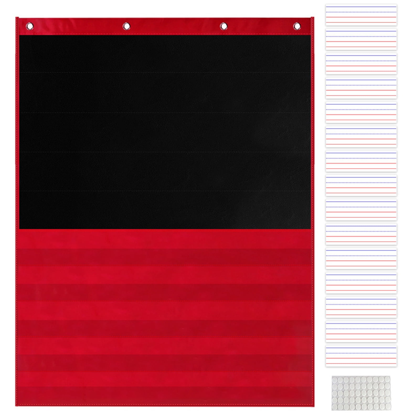 Standard Pocket Chart Black Pocket Chart with 15 Dry Erase Cards and