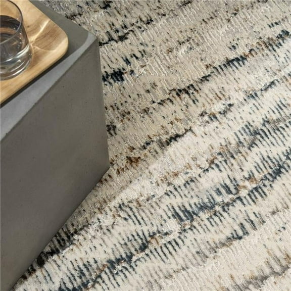 Calvin Klein 841491122914 7 ft. 10 in. x 9 ft. 10 in. CK073 Compass Modern Indoor Area Rug, Ivory & Multi Color