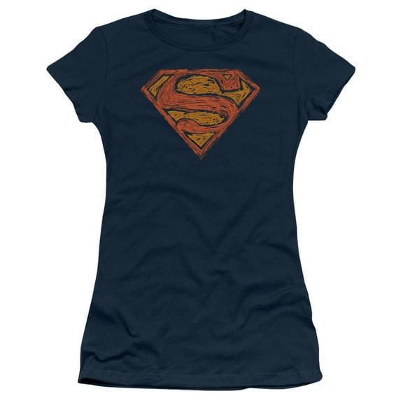 Superman Messy S Junior Women's T-Shirt Sheer Navy