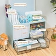 thumbnail image 2 of Desk Organizer with 3 Drawer, Multi-Functional Pencil Pen Holder for Desk, Desk Organizers and Storage with 8 Compartments, Desktop Organizer for Office Home Art Supplies (Blue), 2 of 7