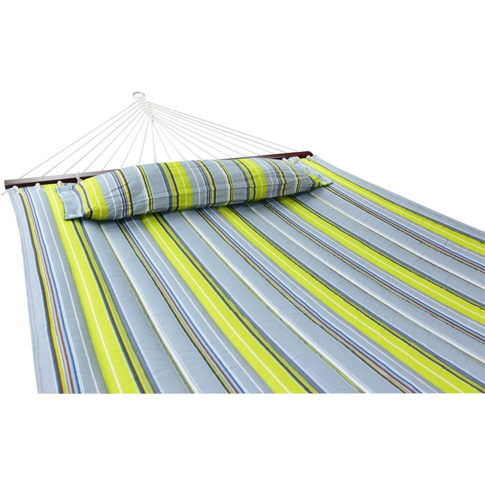 Sorbus Hammock with Stand & Spreader Bars and Detachable Pillow, Heavy Duty, 450 Pound Capacity for Indoor/Outdoor (Green/Blue)