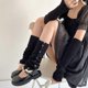 thumbnail image 4 of 1 Pair Winter Leg Warmers Women Japanese Knitted Button Down Long Socks Lace Trim Lolita Student Stretchy Stockings, 4 of 4