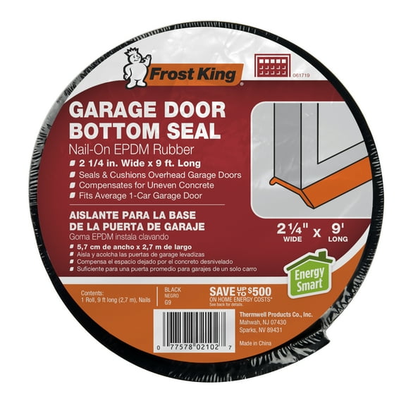 Frost King® G16H Nail-on Rubber Garage Door Bottom Seal, 2-1/4" X 16', Black