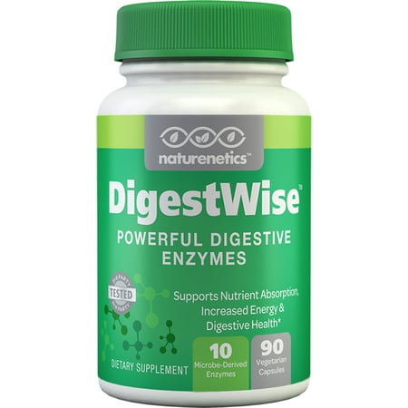 DigestWise by Naturenetics Digestive Enzymes - 1 Before Each Meal See How Good You Feel - 10 Enzymes - Proteolytic - Vegan - Gluten-Free - With Lipase Lactase Amylase