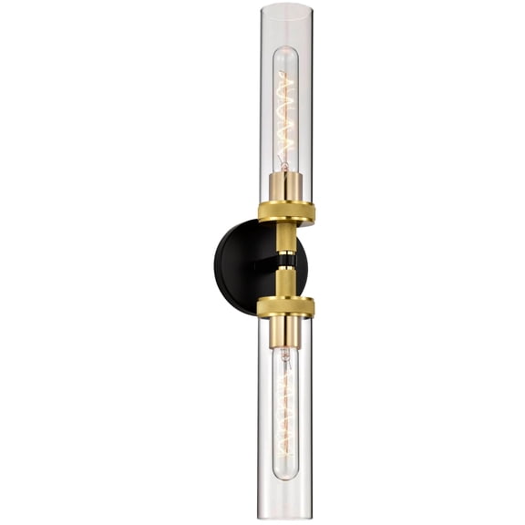 Sunnyin Linear Bathroom Vanity Light Black Gold 2-Light Wall Sconce