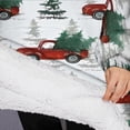 thumbnail image 3 of Oversized Wearable Blanket Hoodie,Red Christmas Truck and Tree Pattern Sherpa Blanket Hoodie with Super Pockets,Super Warm Fuzzy Pullover for Women & Men, 3 of 6