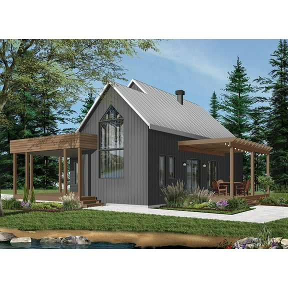 728-6100: Contemporary Vacation 2 Bed, 1 Bath Luxury Home Plan, 1200 Sq Ft: Full Blueprints with License to Build by Home Plan Marketplace - Lesuto