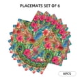 thumbnail image 3 of Placemats Set of 4 / 6, Peacock Feathers And Flowers Placemats for Dining Table Indoor/Outdoors Heat Resistant Washable Placemats 18" x 12", 3 of 8