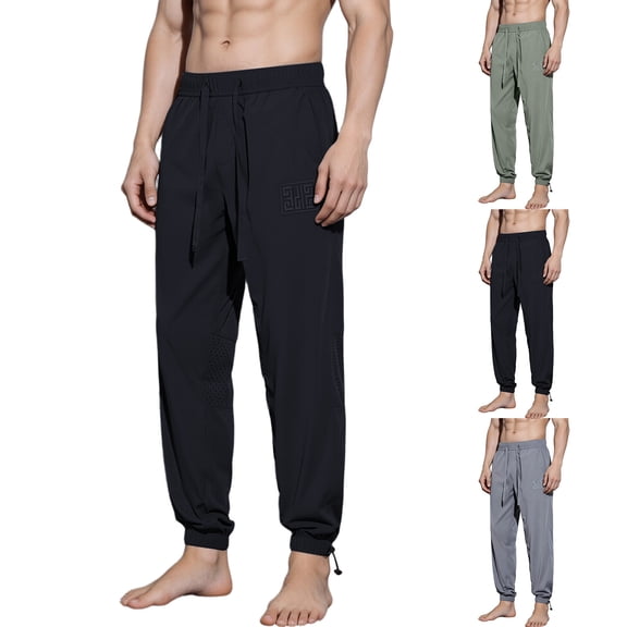 Men's Athletic Running Joggers Workout Gym Pants Lightweight Track Casual Quick Dry Mesh Breathable Travel Pant with Pockets Big and Tall Size S-4XL Gray
