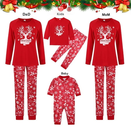 

Christmas Pajamas for Family Cute Christmas Print Family European And American Pajamas Parent-child Suit