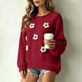 thumbnail image 5 of Enjoytime Long Sleeve Tops for Women Floral Knitted Crew Neck Pullover Sweater Fall Casual Plus Size Womens Clothing, 5 of 5