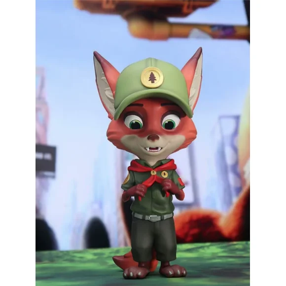 In Stock Disney Zootopia Red Scarf 15cm Little Nick Tide Play Little Fox Decoration Model Statue Birthday Gift For Children