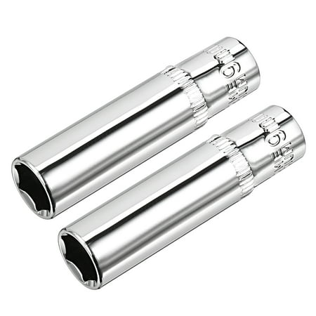 

2Pcs 1/4-inch Drive 9mm Cr-V 6-Point Deep Socket