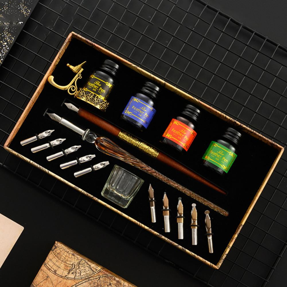Niovtt Starry Sky Glass Fountain Dip Pen Stationery Ink Calligraphy Pen (Burning)
