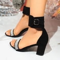 thumbnail image 3 of Women's Heeled Sandals Open Toe Glitter Rhinestone Band Ankle Strap Heels Party Prom Dress Pumps Shoes Black Size 9, 3 of 8