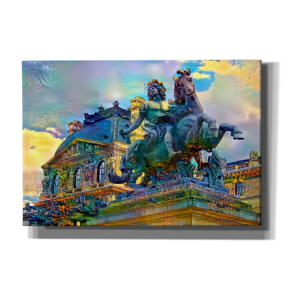 Epic Graffiti 'Paris France Louvre Museum Statue of Louis XIV' by Pedro Gavidia, Canvas Wall Art, 26"x18"