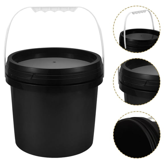 HEMOTON Black PP Material Paint Bucket with Lid and Handle for Storage 5 Gallon Capacity