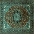 thumbnail image 1 of Ahgly Company Machine Washable Indoor Square Medallion Turquoise Blue Traditional Area Rugs, 5' Square, 1 of 4