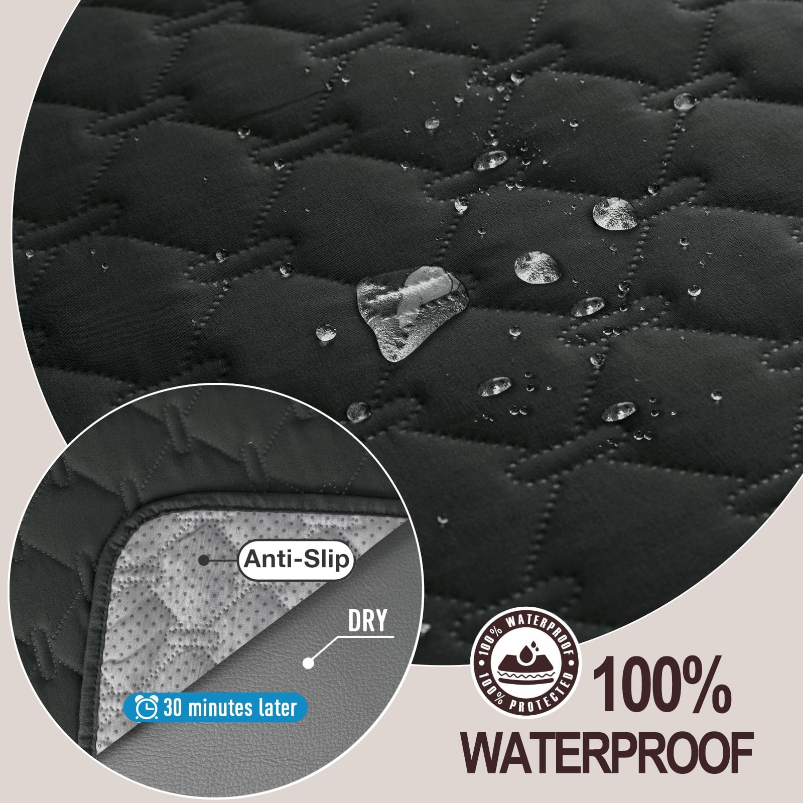 Sanmadrola Sofa Cover 100% Waterproof Couch Slipcovers Washable Non-Slip Furniture Protector with Pockets/Elastic Straps/Silicone Backing for Kids Pets Dogs, Black, Loveseat (Two-couch Sofa)