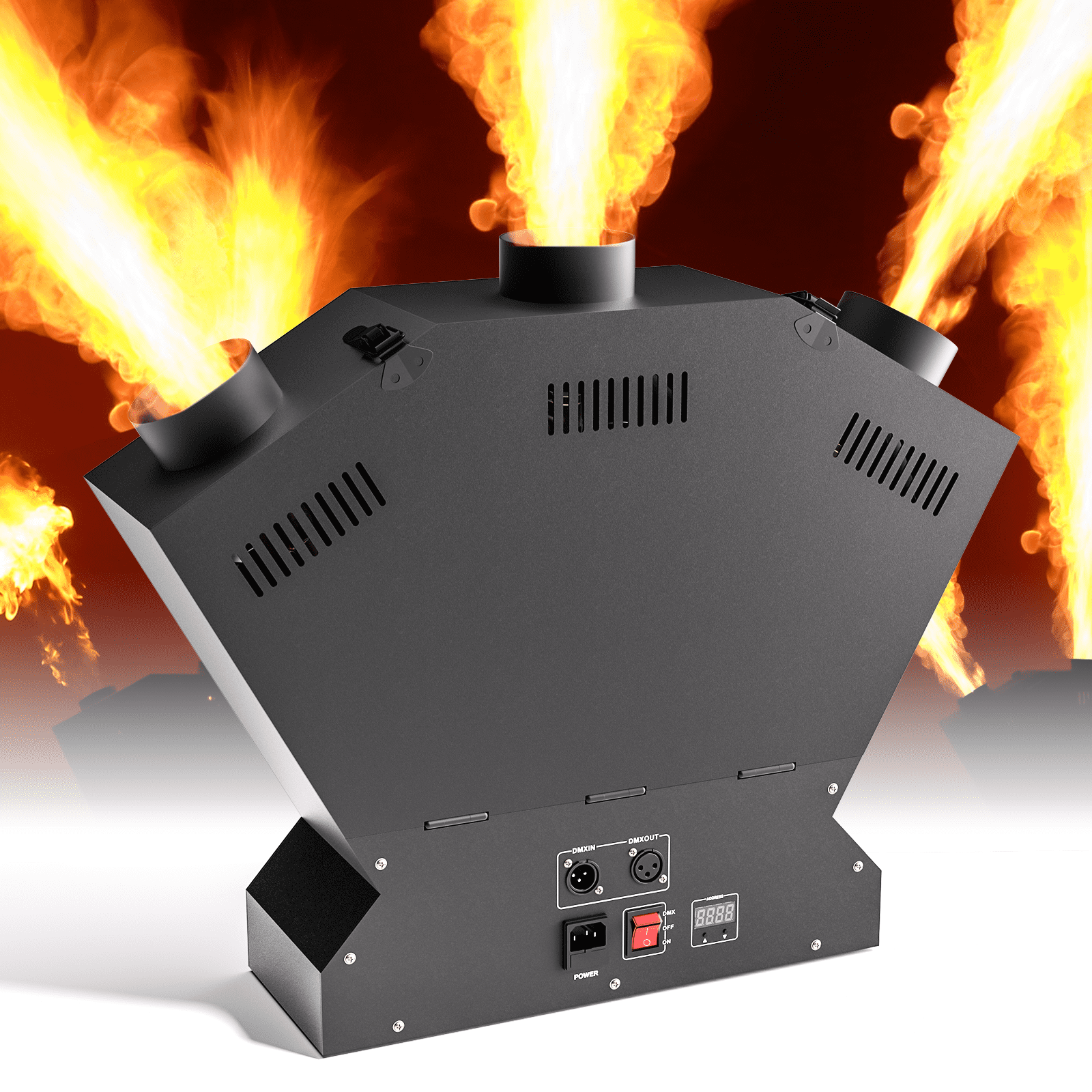 Three-Headed Flame Machine,150W Stage Flame Thrower Real Flame