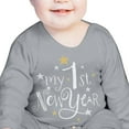 thumbnail image 2 of Otqutp Kids Fashion Bodysuit My First New Year Clothes Baby Boys Girls New Year Outfits Letter Print Romper Long Sleeve Jumpsuit Headband Outfits Set(Grey-1,6-9 Months, 2 of 4