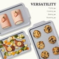 thumbnail image 5 of HONGBAKE Non Toxic Ceramic Cookie Sheets for Baking, 3-piece Non Stick Baking Sheet Pans for Oven, Heavy Duty Aluminized Steel Baking Pans Set with Silicone Handles -Gray, 5 of 8
