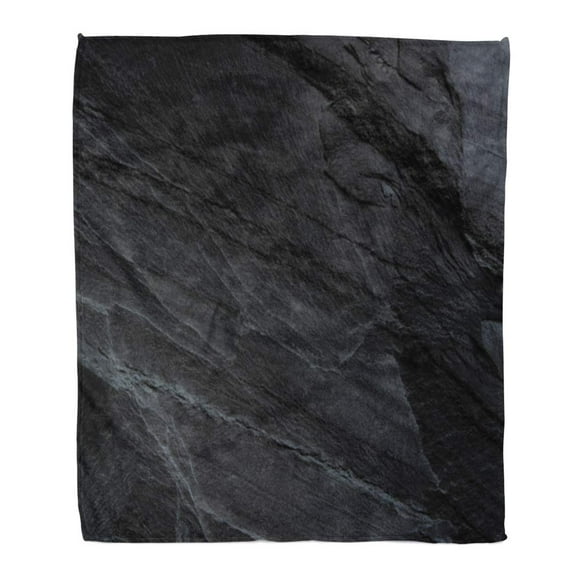 NUDECOR Flannel Throw Blanket Rock Gray Stone Dark Grey Black Slate Material Lava Soft for Bed Sofa and Couch 58x80 Inches