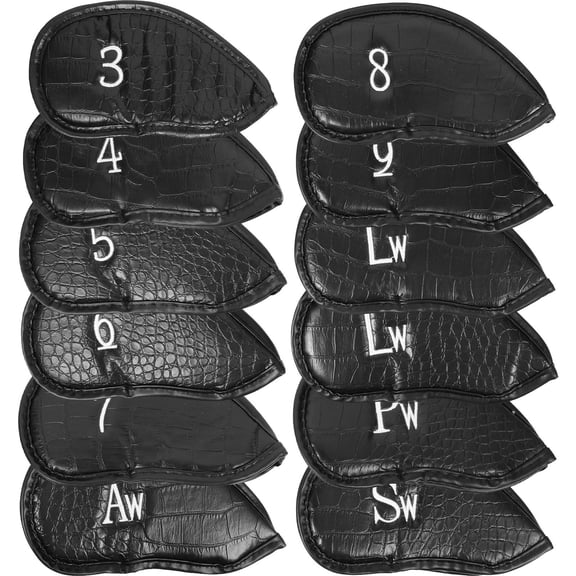 LEORX 12Pcs PU Golfs Cover Black Collision Protection for Storage