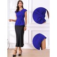 thumbnail image 2 of DARING DIVA Women's Peplum Tops Cap Sleeve Twist Front Top XS Royal Blue, 2 of 6