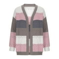 thumbnail image 4 of FRSASU Women's Sweater Cardigan Long Sleeved Color Blocked Hollow Fall Casual Sweater Fashion Cardigan Top Pink S(S), 4 of 6