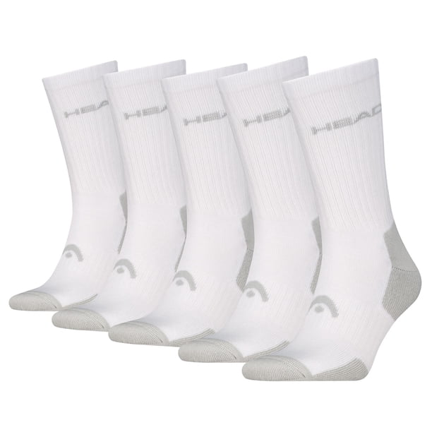 Calcetines de tenis HEAD unisex, lote de 5 - ELEMENTS TENNIS CREW ECOM, calcetines deportivos Blanco 39-42