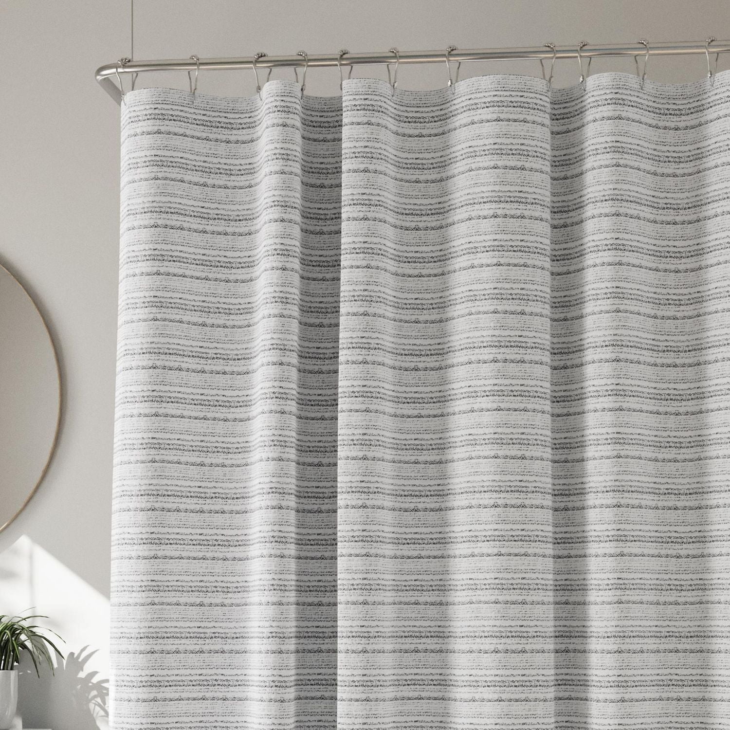 Hometrends Perry Woven Fabric Shower Curtain, Grey
