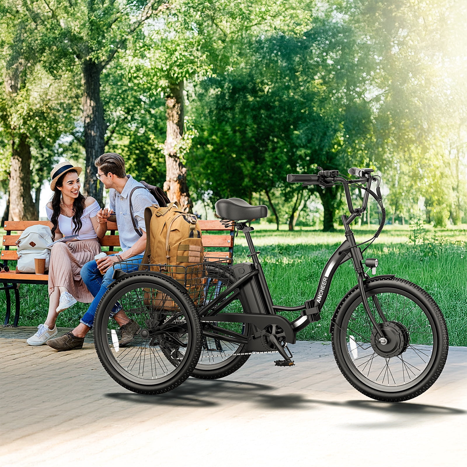 ANCHEER Electric Tricycle for Adults,24" Folding Electric Trike,3 Wheels Electric Bicycle Bikes,350W Step-Thru Etrike with 48V/499Wh Removable Battery,15.5MPH & 55Miles Electric Bike UL2849