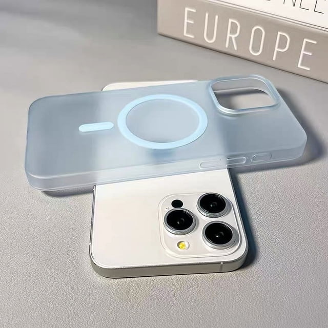 Ultra Thin Matte Magnetic Wireless Charge Clear Case For iPhone 15 14 Plus 13 16 Pro Max For Magsafe Shockproof Hard PC Cover Light blue For iPhone 15 Pro