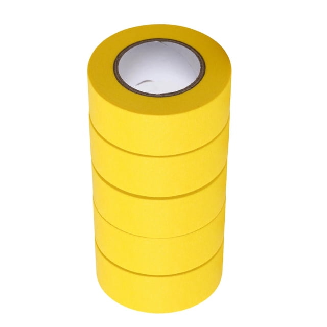 5 rollos de cinta de enmascarar de colores desprendibles para suministros de arte, etiquetado y proyectos de bricolaje. Amarillo