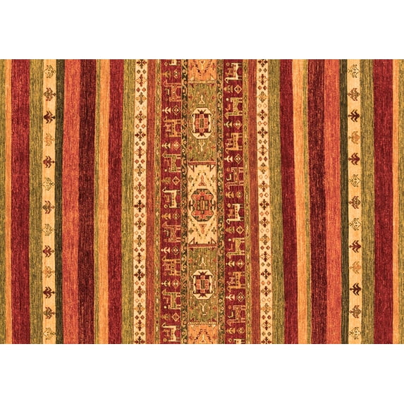 Ahgly Company Indoor Rectangle Abstract Orange Modern Area Rugs, 2' x 3'