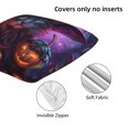 thumbnail image 4 of Halloween Throw Pillow Covers, Halloween Witch Hat Cat Halloween Decorations Square Pillow Cases with Invisible Zipper for Bed Couch Sofa, Farmhouse Halloween Decor-2 Pack 18x18, 4 of 6