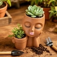 thumbnail image 4 of Hvot&aat Human Face Plant Vase Resin Succulent Planter with Attached Pot Cute Face Flower Pot for Home Desk Office Garden Decor, 4 of 6
