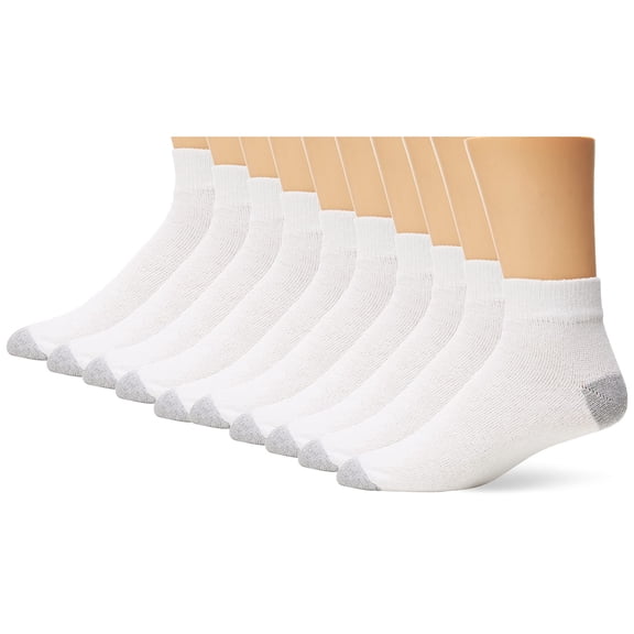 Fruit Of The Loom Men's Value 10 Pack Ankle Crew Socks, White, Shoe Size 6-12/Sock Size 10-13