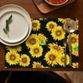 thumbnail image 4 of Rustic Yellow Sunflower Placemats Set of 6, 12x18 Inch Boho Floral Table Mats with Bees and Butterflies, Washable Vintage Farmhouse Linen Dining Decor, Country Bloom for Summer Autumn, 4 of 5